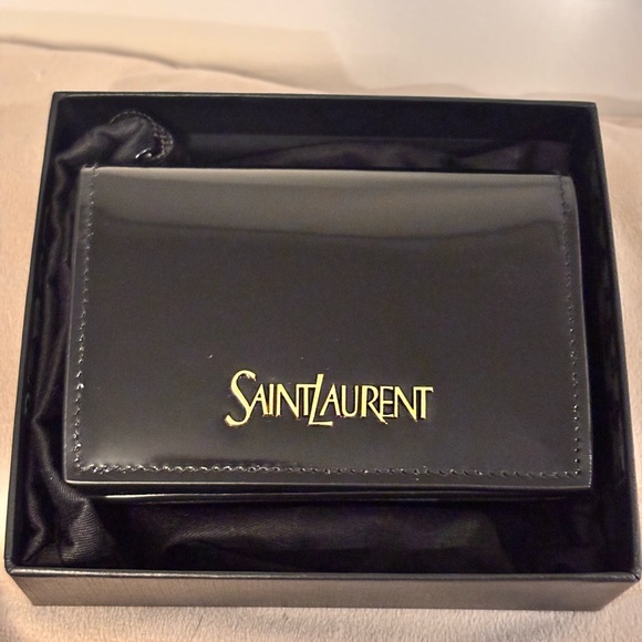Saint Laurent Black Patent Leather Small Compact Card Holder Wallet W/ COA NWT - Picture 14 of 15